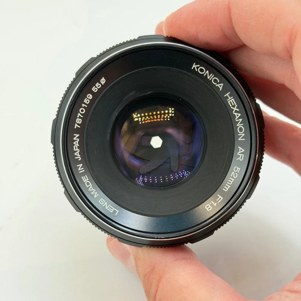 Konica Autoreflex T 35mm SLR Camera with Hexanon AR 52mm f1.8 Lens Silver TESTED